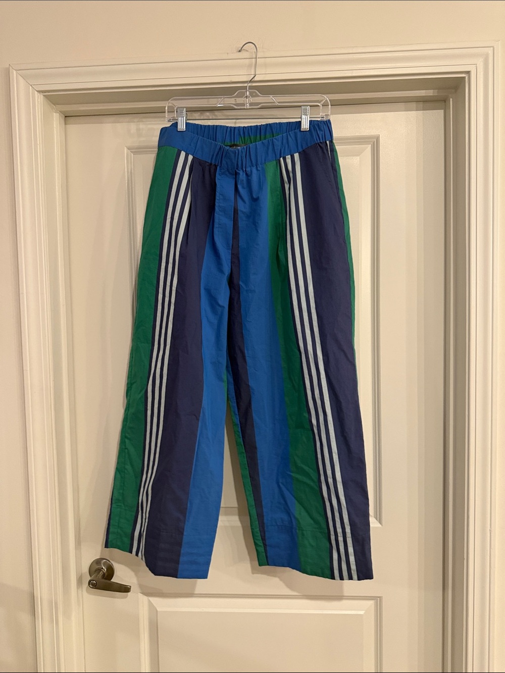 Alembika Striped Wide-Leg Pants in Blue & Green
